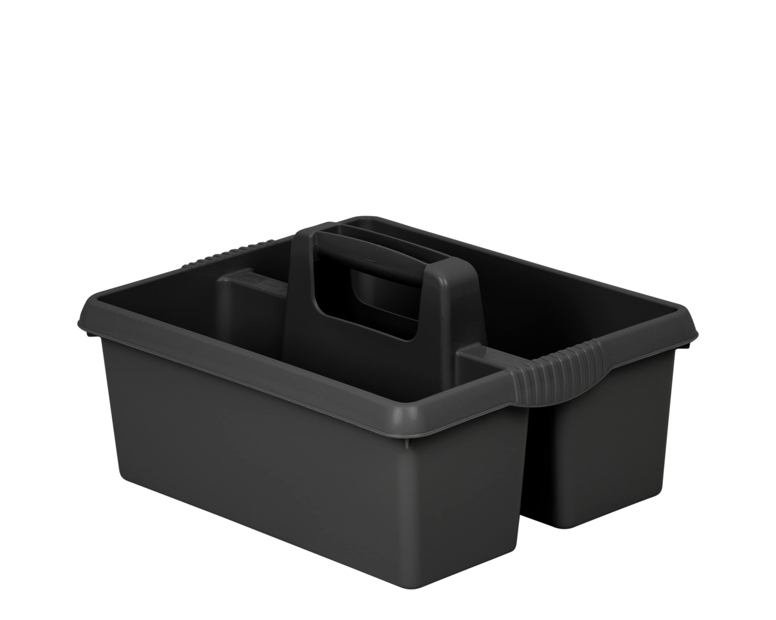 Cleaning Caddy With Handles Plastic Caddy Tidy organiser Cleaners Carry All Tote Tray Basket with Multi Compartment Cleaning Tool Utility Caddy For Kitchen Storage Bathroom Housekeeping (Black) — image 1