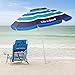 Life is Good ALIGUMB-GB-1PK Beach Umbrella with Sand Anchor, Towel Hook, and Tilting Pole, Green/Blue