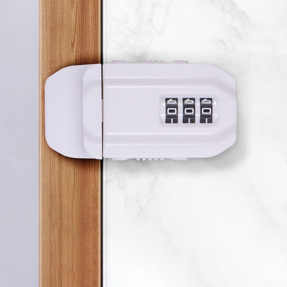 Child Safety Cabinet Door Lock with Combination Code, ABS Drawer Latch Office, Shoe Cabinet, Refrigerator, White