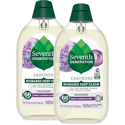 Seventh Generation EasyDose Laundry Detergent Fresh Lavender Scent 2 Pack Ultra Concentrated Washing Detergent 23 oz