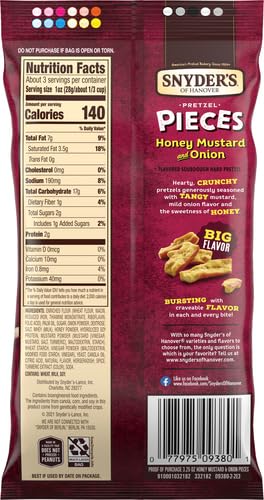 Image of Snyder's of Hanover Pretzel Pieces, Honey Mustard & Onion, 3.25 Oz, 6 Ct