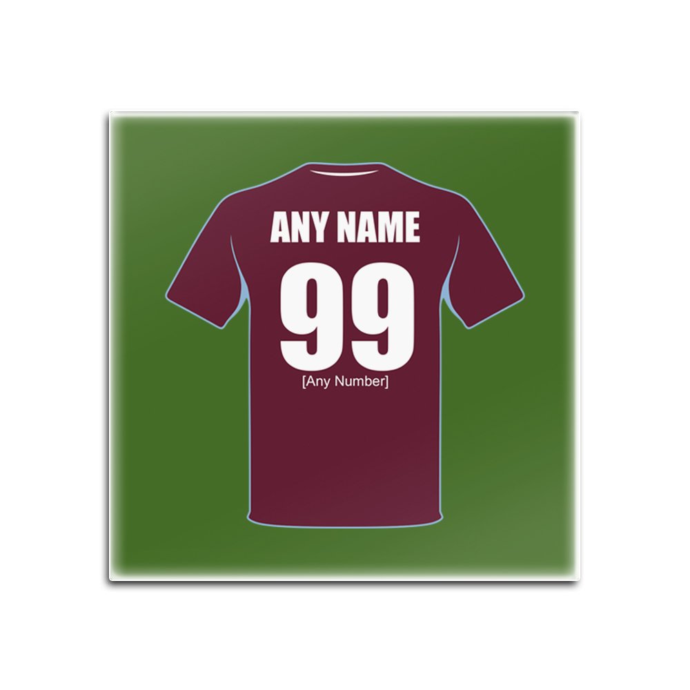 Personalised Gift - West Ham Square Gloss Hardboard Coaster (Football Club Design Colour Options) - Any Name/Message on Your Unique Mat Pad - The WestHam Irons Hammers Academy of Football — image 1