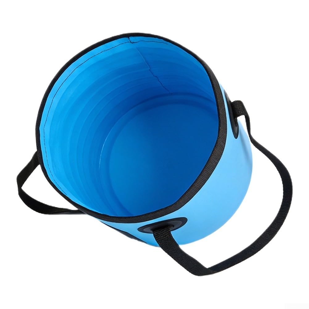 EasyByMall Outdoor Faltschüssel, Faltbarer Eimer Camping, Falteimer Aus Langlebigem Planen Gewebe, Als Waschschüssel, Spülschüssel, Spülwanne, Angel Eimer Für Spülen(Blue 12L)