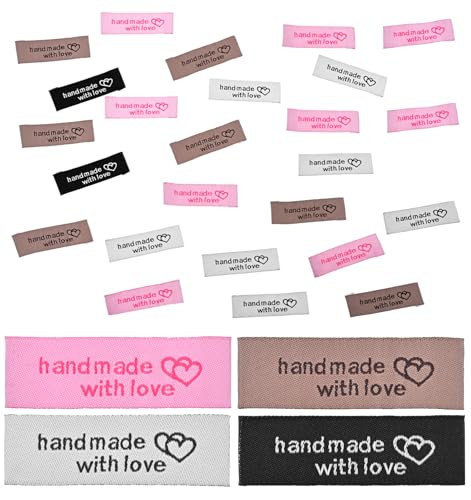 Bild: 80 St�ck Label Handmade, Made with Love Label mit L�chern, Mikrofaser DIY Labels f�r H�te & Kleidung, Herzdesign (Mit Liebe Hergestellt) f�r 3,39 EUR (-43%) statt 5,99 EUR bei amazon.de