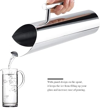 Water Pitcher, Delaman Stainless Steel Water Pitcher Jug Cold Drinking Water Pouch Pitcher with Handle,water pitcher large with Ice Guard Cold Drinking Pitcher Home Hotel Serving Tool(2L)