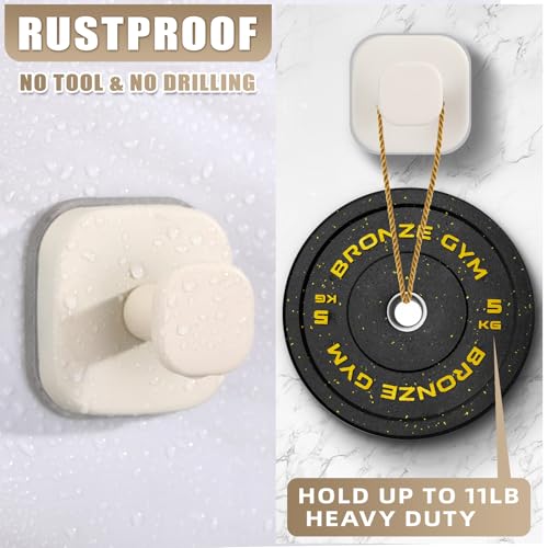 Image of No-Drill Reusable Suction Cup Hooks, Towel, Robe, Loofah, Coat Hook for Glass, Mirror, Tile, Shower, Bathroom, Kitchen & Metal (Smooth, Non-Porous Surfaces) (2, Milk White)