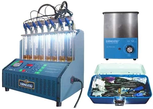 Tektino INJ-8B Fuel Injector Cleaner and Tester, Automotive 8 Cylinders Fuel Injection System Cleaning Machine with Ultrasonic Cleaner