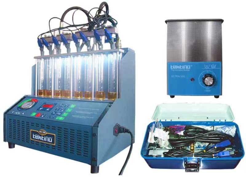 INJ-8B Fuel Injector Cleaner and Tester, Automotive 8 Cylinders Fuel Injection System Cleaning Machine with Ultrasonic Cleaner