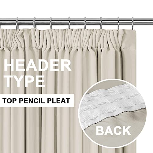 H.Versailtex Pencil Pleat Curtains 90" Drops, Thermal Insulated Noise Reducing Window Curtains, Light Block Privacy Protect Nursery Long Panels for Bedroom, 66" Width x 90" Drop, Beige, 2 Panels - Image 4