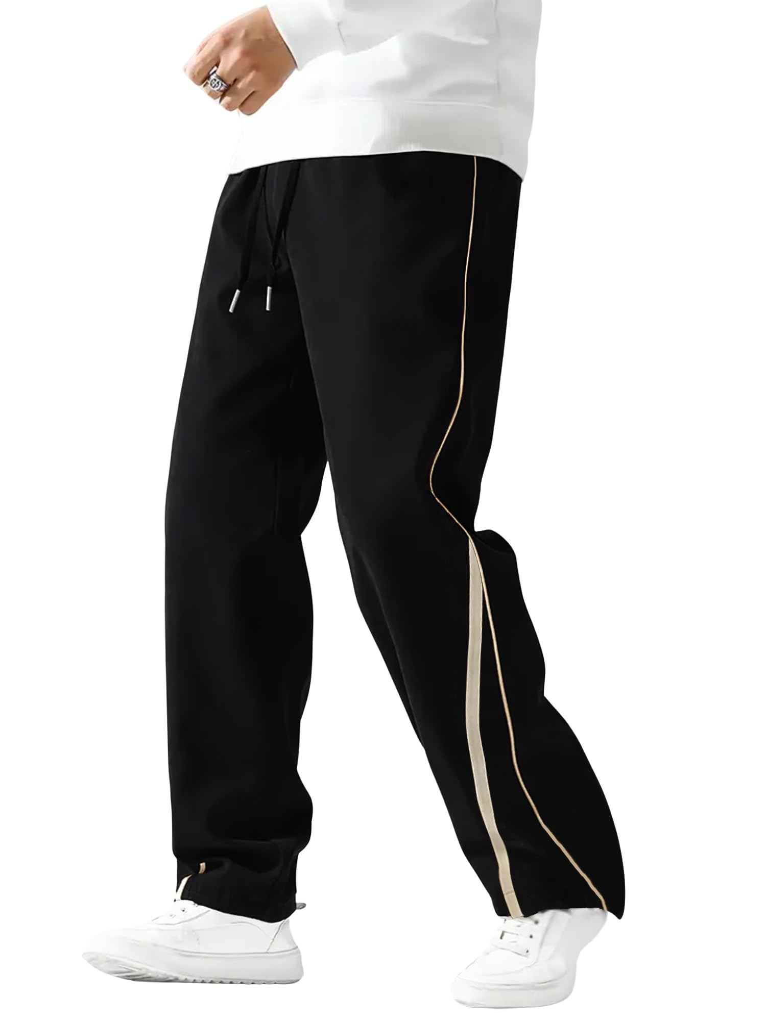 Maniac ||Mens ||Piping|| Black and Biscuit ||Cotton|| Baggy|| Trackpant-picture-39