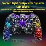 NBCP Light-Up Controller for PC - Black Crack Custom Design with RGB LED Lights, Turbo Function, Luminous Mode, Compatible with Windows 7/8/10/11 & Steam