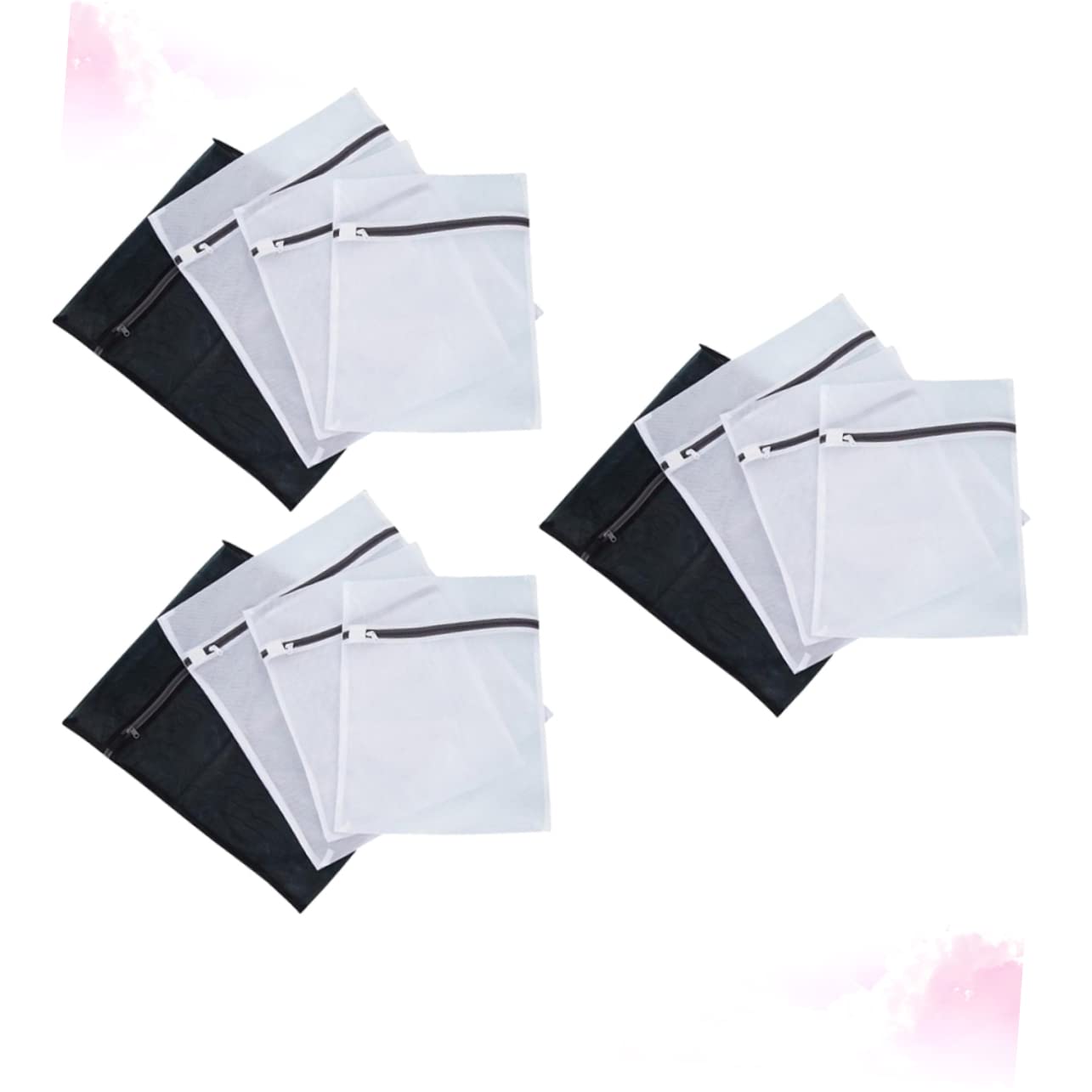 Wäschebeutel 12 Stück aus Polyester, Feinmaschig, Schwarz, für Empfindliche | 3, Schutz vor Verheddern und Beschädigung, Reise Organizer, Aufbewahrung für Kleidung