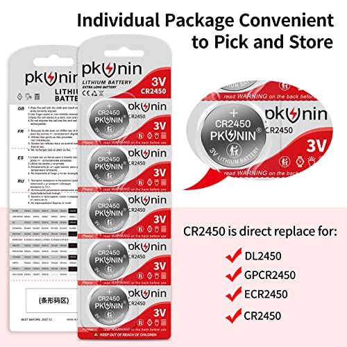 Ocvrszsw Pkunin Cr2450 3V Lithium Coin Cell Battery, Cr2450 3V Battery For Key Fob, 2450 Lithium Battery, Cr2450 Battery 5 Pack #TOP6