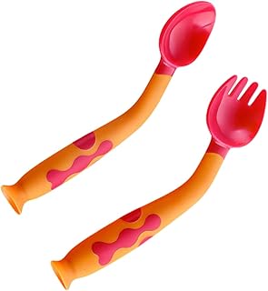 ibasenice 1 Conjunto De Colher De Bebê Terno Infantil Talheres Para Crianças Pequenas Kit De Bebê Colher De Segurança Infantil Garfo Colher De Alimentação Colher De Aprendizagem Para