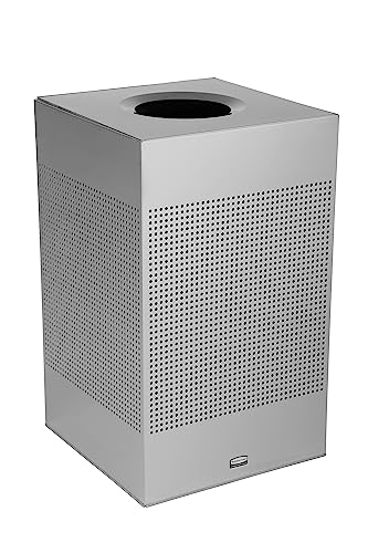 Image of Rubbermaid Commercial Products Silhouette Square Open Top Trash Can, 20 Gal, Silver Metallic, Indoor for Offices /Hotel Lobbies /Front Desk