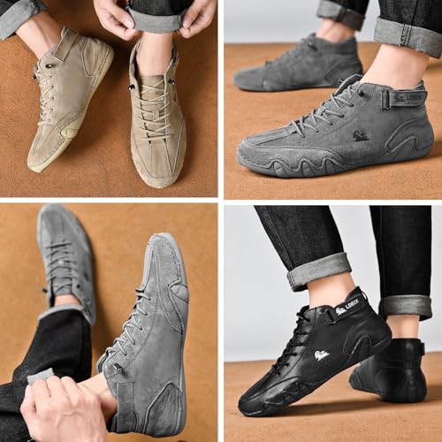 Anthoern Shoes, Anthoern Men's Waterproof Fashion Orthopedic Shoes, Handmade Suede High Boots Non-Slip Breathable Lightweight Beck Shoes for Walking and Standing(Black,US 12)4