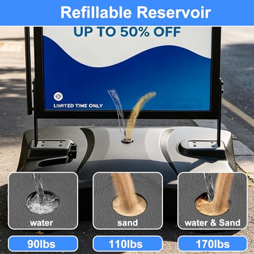 Support de panneau latéral extérieur 61x91,4 cm avec socle à eau et 4 roues