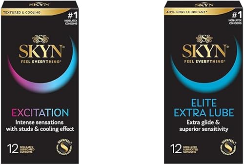 SKYN Preservativos Excitation (12 unidades) y condones ultrafinos SKYN Elite Extra Lube (12 unidades)