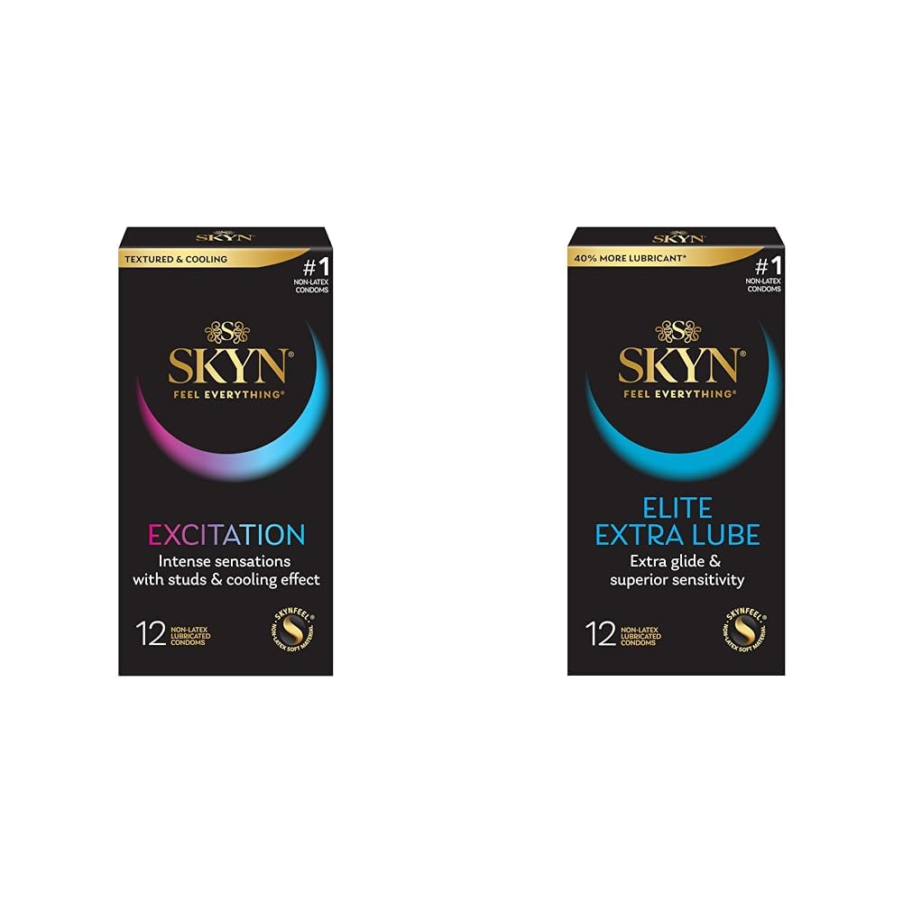 Excitation Condoms (12 Count) and SKYN Elite Extra Lube Ultra-Thin Condoms (12 Count)