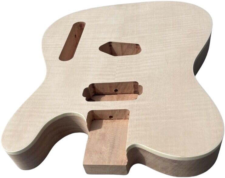 Yinfente Electric Guitar Body Mahogany Solid Wood With Flame Maple Veneer H Pickup Handcrafted Guitar Replacement Unfinished DIY Handmade Guitar Accessories/Parts (H Pickup)