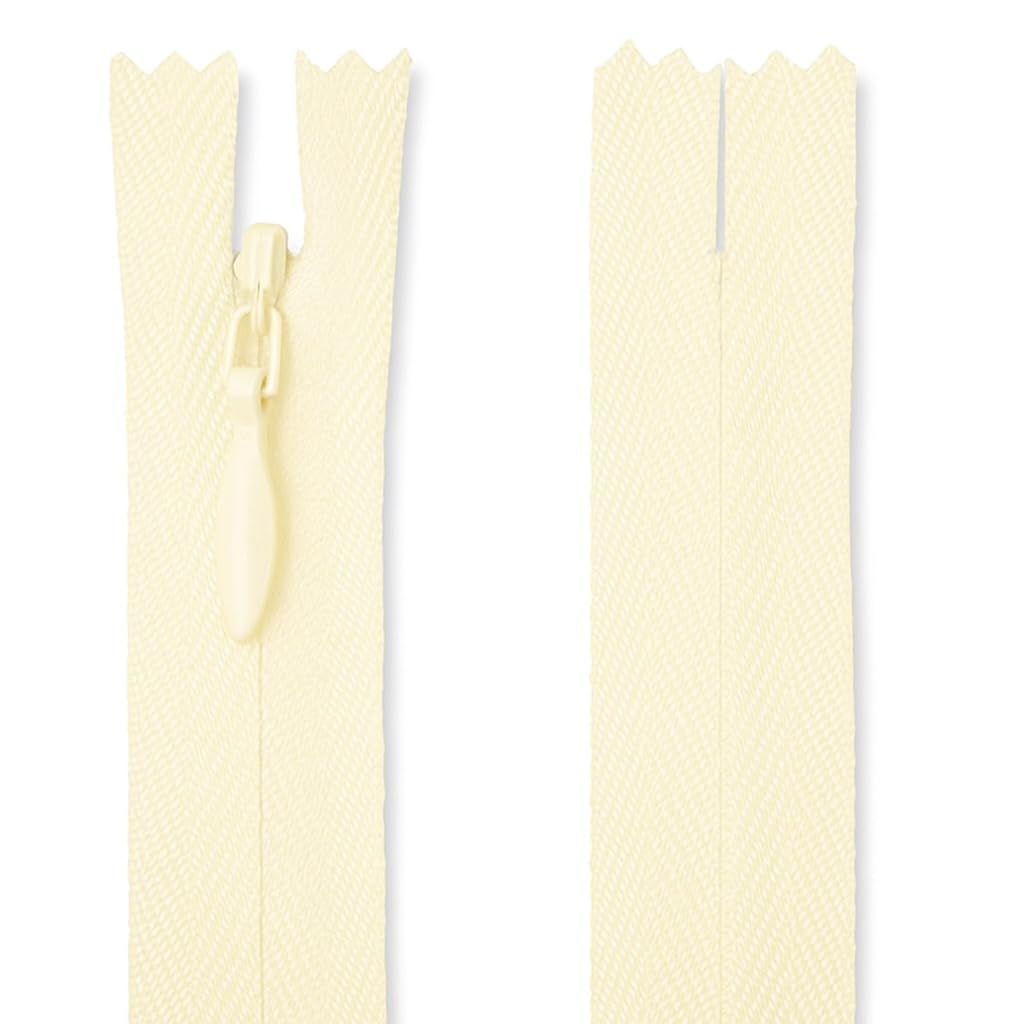 Invisible Zip Light Cream 22" (56cm) - Concealed Closed-End Nylon Zipper for Sewing & Dressmaking: Evening Dresses, Bridal Gowns, Coats, Long Skirts & Couture by Giddy Square — image 1