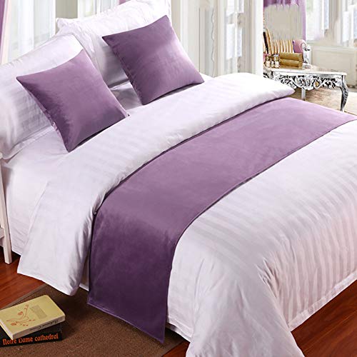 BAMCQ Runner da Letto in Velluto - Biancheria per Hotel Fascia Alta - Asciugamano per la Coda Letto - Bandiera Copriletto - Striscia Decorativa Viola