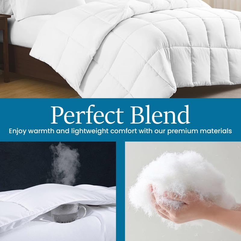 Comforter 100% Pima Cotton 400 TC, 400 GSM Premium Luxury All Season 1PC Comforter, Ultra Soft Breathable Quilted Bedding – Twin (64 x 86 Inches), White
