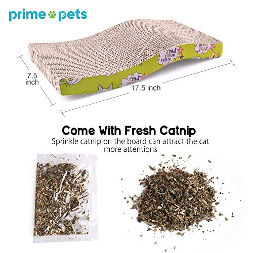 Primepets Cat Scratchers Cardboard, S Shape Cat Scratch Pad, Cat Scratching, Corrugated Board Reversible With Catnip For Indoor Cats #TOP3