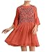XUNN Vestido de manga corta para mujer, sexy, suelto, con encaje, bordado, camiseta, naranja, M-36/38/40