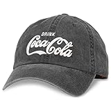 American Needle Raglan Wash Coke Coca Cola Logo Dad Hat, Black (COKE-1707A)