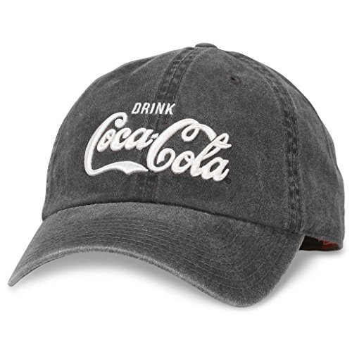 American Needle Raglan Wash Coke Coca Cola Logo Dad Hat, Black (COKE-1707A)