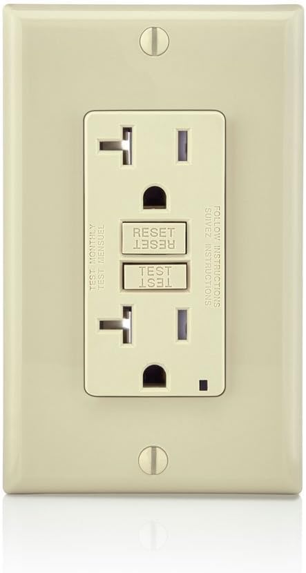 Leviton GFTR2-I Smartest Self-Test Smartlockpro Slim GFCI Tamper-Resistant Receptacle with LED Indicator, 20-Amp, 10 Pack, Ivory