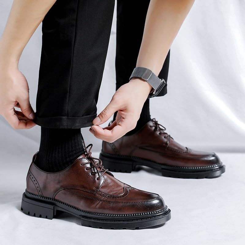 Men's Orthopedic Leather Shoes Fashion Classic Round-Toe Lace Up Low Top Formal Dress Shoes3