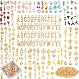 Modacraft 402 Pcs Charms for Jewelry Making with Jump Rings, 3 Types Bulk Assorted Enamel KC Letter Charm for DIY Necklace Bracelet Earring Keychain Craft Supplies