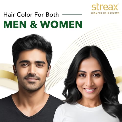Image of Streax Shampoo Hair Colour, 60 ml - Natural Black, Easy DIY- Squeeze Pack