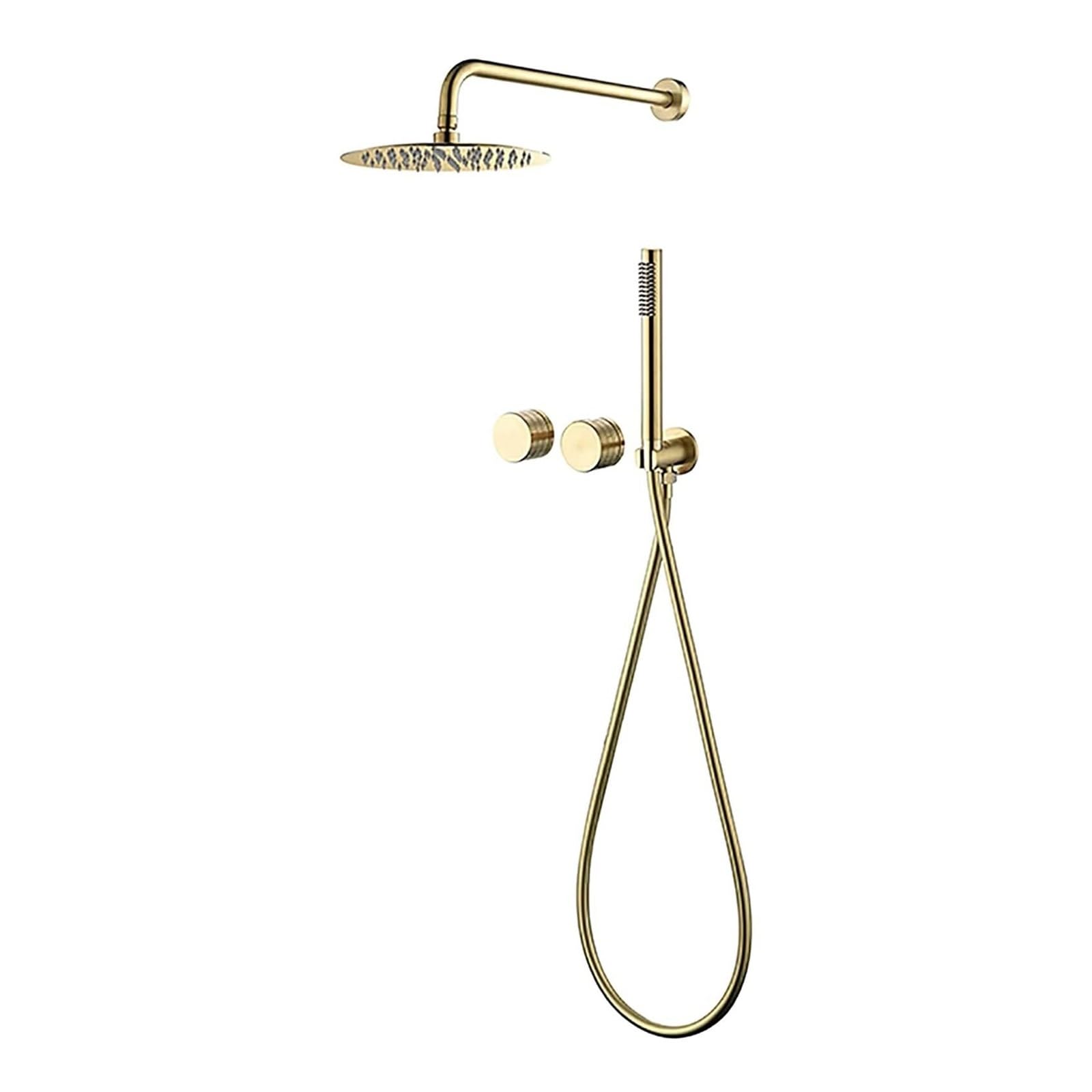 Blekwetaat Brushed Gold Shower Head Rain Shower System Shower Faucet Set Wall Mounted Shower Combo Set Brass Rain Mixer Shower With Shower Head
