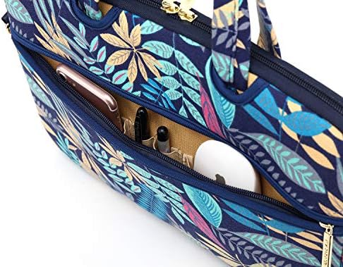 KAYOND Forest Series Patten Canvas Laptop Shoulder Messenger Bag Case Sleeve for 15-15.6 Inch Laptop and Macbook Pro 15.4 (15-15.6 inch, Forest Series Blue)