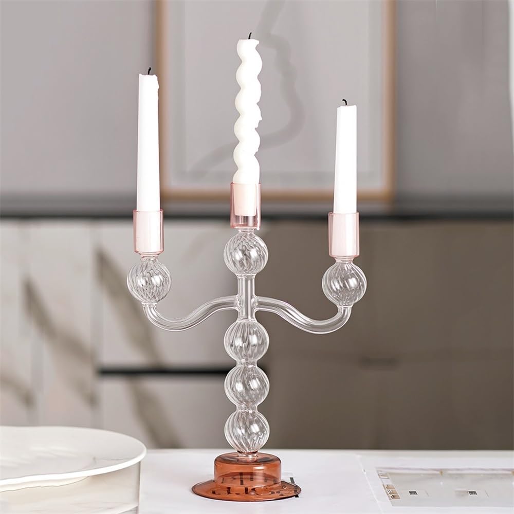 Portavelas Adornos de decoración del hogar con candelabro Vidrio 3 Cabezas Decoración