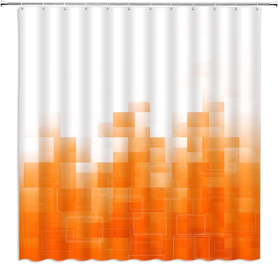 AMFD Teal Striped Shower Curtain Abstract Mosaic Ombre Texture Modern Elegant Art Creative Fabric Bathroom Decor Set Include Hooks.（67" Wx70 H）