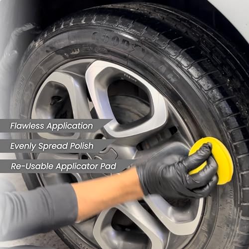 Image of CAR SAAZ Tyre Care Combo | Tyre Shiner (380 ML), Tyre Brush, Applicator Pad & Microfiber Cloth | Premium Car & Bike Tyre Polish Combo | Glossy Finish, Shine & Protect