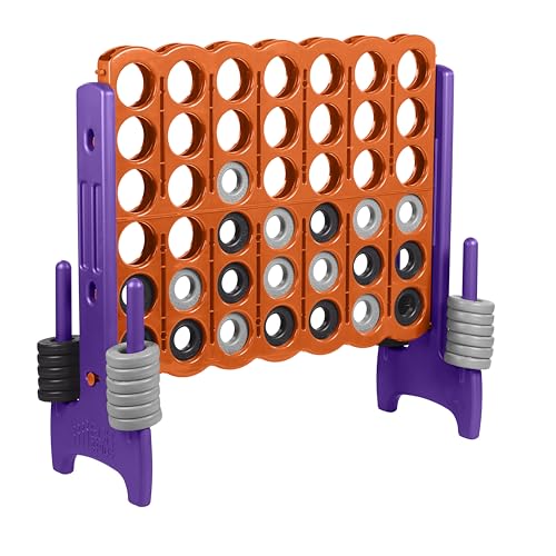 ECR4Kids Jumbo 4-to-Score Giant Game with 42 Rings and Reset Sliders, Kids Games, Orange, Purple
