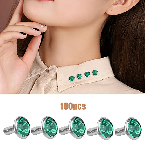 100Pcs 8Mm Acrylic Rhinestone Rivets Studscrystal Rivets For Leather Craft Costumes Clothing Diy Making(Emerald) Rivet Tools #TOP1