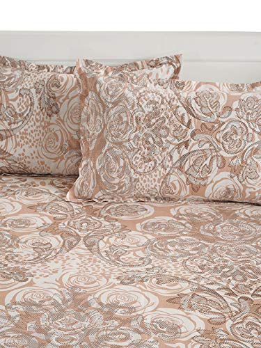 Image of Swayam Pure Cotton King Bedsheet with 2 Pillow Covers | 160 TC Soft Breathable Bed Sheet | Floral Printed | Size 108 x 108 inch | Comfortable & Durable for Bedroom - Brown