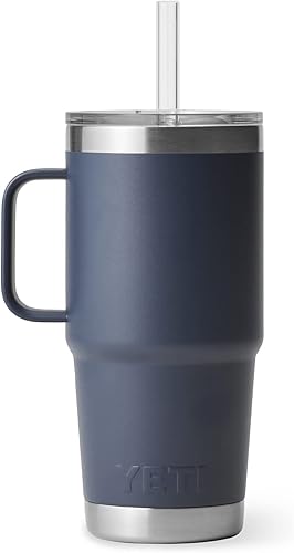 Miniatura 535 de YETI Rambler - Vaso de viaje con asa y tapa con popote, 35 onzas, vaso de agua de viaje, con asa, acero inoxidable, color blanco