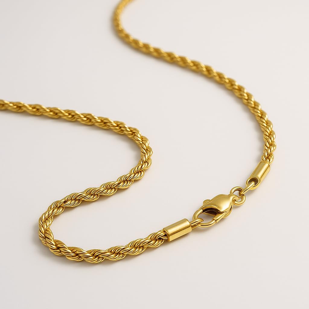 14k Gold Rope Chian for Men Women 2mm 16-24 Inches (24 inches)