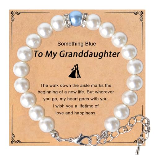 Image of Something Blue Gift for Bride to Be Bride Pearl Beaded Bracelet Bachelorette Party Decorations Bridal Shower Favor Wedding Accessory