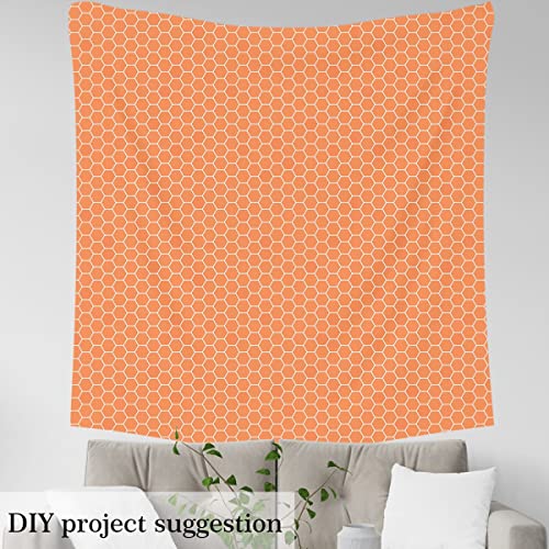 Hexagon Upholstery Fabric for Chairs Honeycomb Abstract Geometric Fabric by The Yard Orange White Decorative Fabric for Upholstery and Home DIY Projects 5 Yards,(L460*W150cm) - Image 4