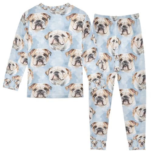 senya Cute Bulldog Head A Pajamas Set Long Sleeve Soft Cotton Sleepwear 2 Piece2