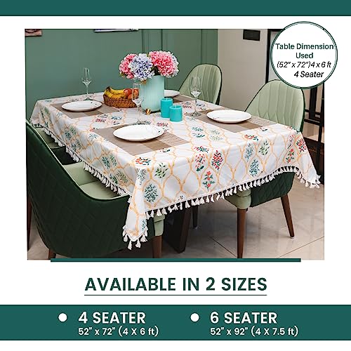 Image of Urban Space Sicilia Table Linen Collection - Premium Water & Stain Resistant Dining Table Cover for 6 Seater, Anti Skid Table Cloth for Center Table, 1 Piece (Floral Symphony, 52 inchx 92 inch)