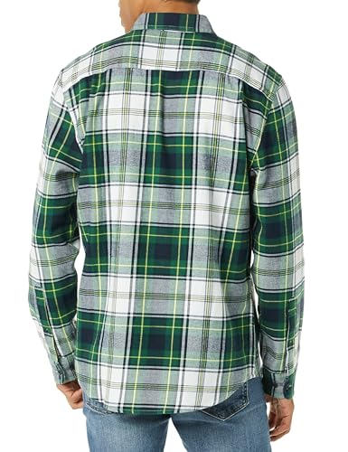 Image of Amazon Essentials Men's Regular Fit Long-Sleeve Flannel Shirt, Soft Brushed Cotton, Lightweight yet Warm